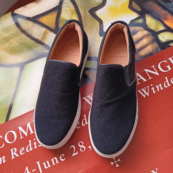 Women's Black Vegan Suede Leather and Nylon Canvas Slip on Sneakers by Greats - Picture 1 of 5